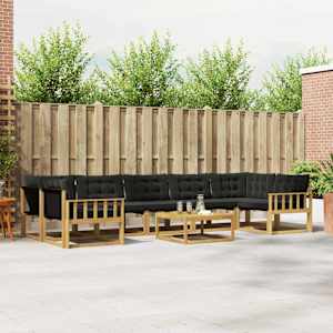 Zunanja garnitura za sedenje 8 pcs Bela in črna 79 x 79 x 37 cm