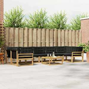 Zunanja garnitura za sedenje 8 pcs Bela in črna 79 x 79 x 37 cm