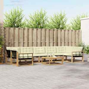 Zunanja garnitura za sedenje 8 pcs Bela in krem 79 x 79 x 37 cm