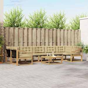 Zunanja garnitura za sedenje 8 pcs Bela in bež 79 x 79 x 37 cm