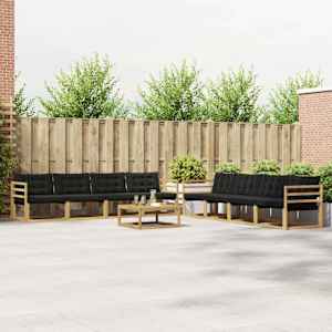 Zunanja garnitura za sedenje 9 pcs Bela in črna 79 x 79 x 37 cm