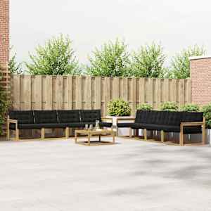 Zunanja garnitura za sedenje 9 pcs Bela in črna 79 x 79 x 37 cm