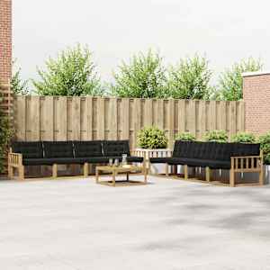 Zunanja garnitura za sedenje 9 pcs Bela in črna 79 x 79 x 37 cm