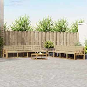 Zunanja garnitura za sedenje 9 pcs Bela in bež 79 x 79 x 37 cm