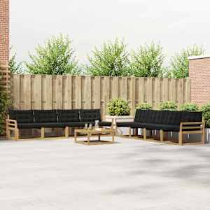 Zunanja garnitura za sedenje 9 pcs Bela in črna 79 x 79 x 37 cm