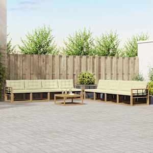 Zunanja garnitura za sedenje 9 pcs Bela in krem 79 x 79 x 37 cm