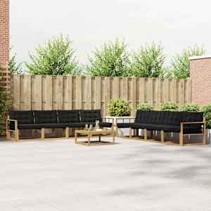 Zunanja garnitura za sedenje 9 pcs Bela in črna 79 x 79 x 37 cm