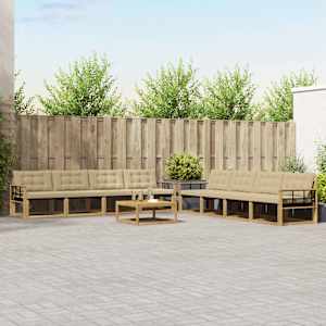 Zunanja garnitura za sedenje 9 pcs Bela in bež 79 x 79 x 37 cm