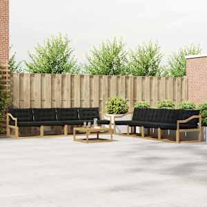 Zunanja garnitura za sedenje 9 pcs Bela in črna 79 x 79 x 37 cm