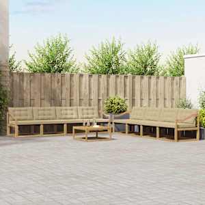 Zunanja garnitura za sedenje 9 pcs Bela in bež 79 x 79 x 37 cm