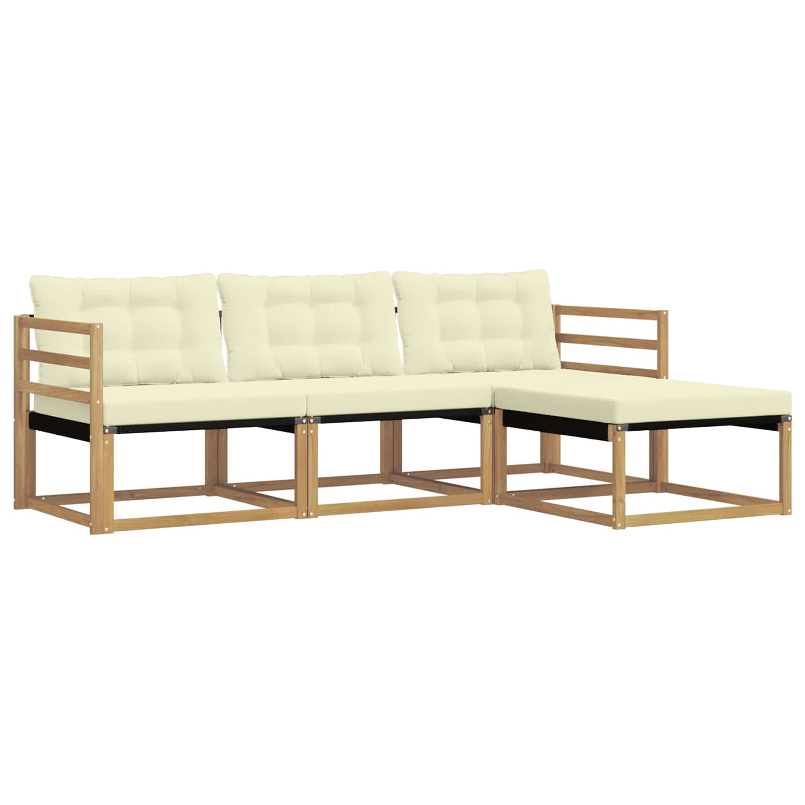 Zunanja garnitura za sedenje z blazino 4 pcs Bela in krem - slika 2