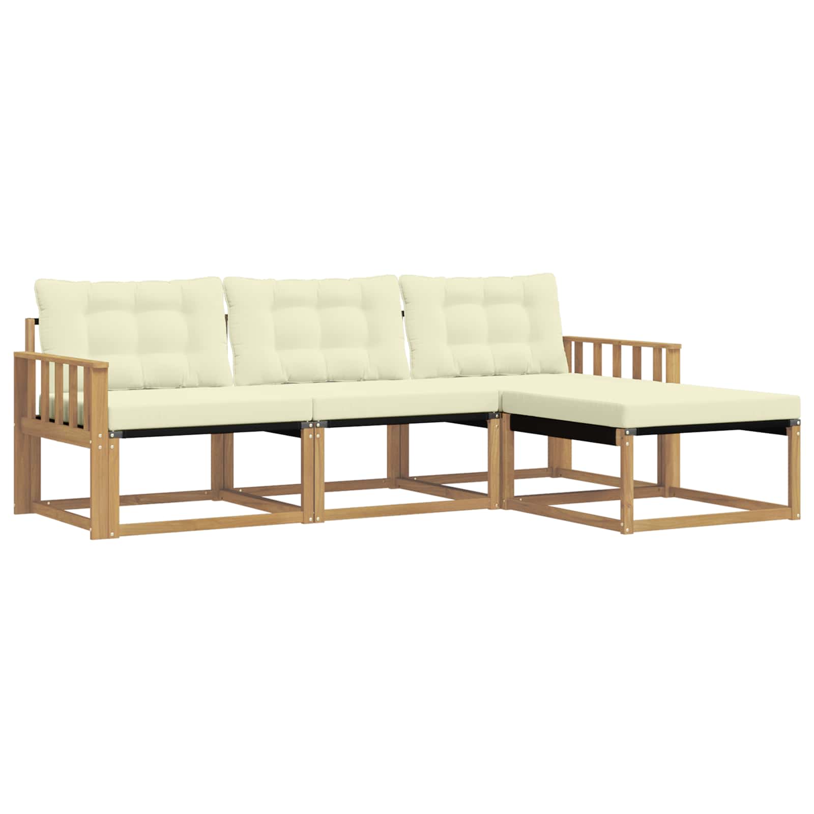 Zunanja garnitura za sedenje z blazino 4 pcs Bela in krem - slika 2