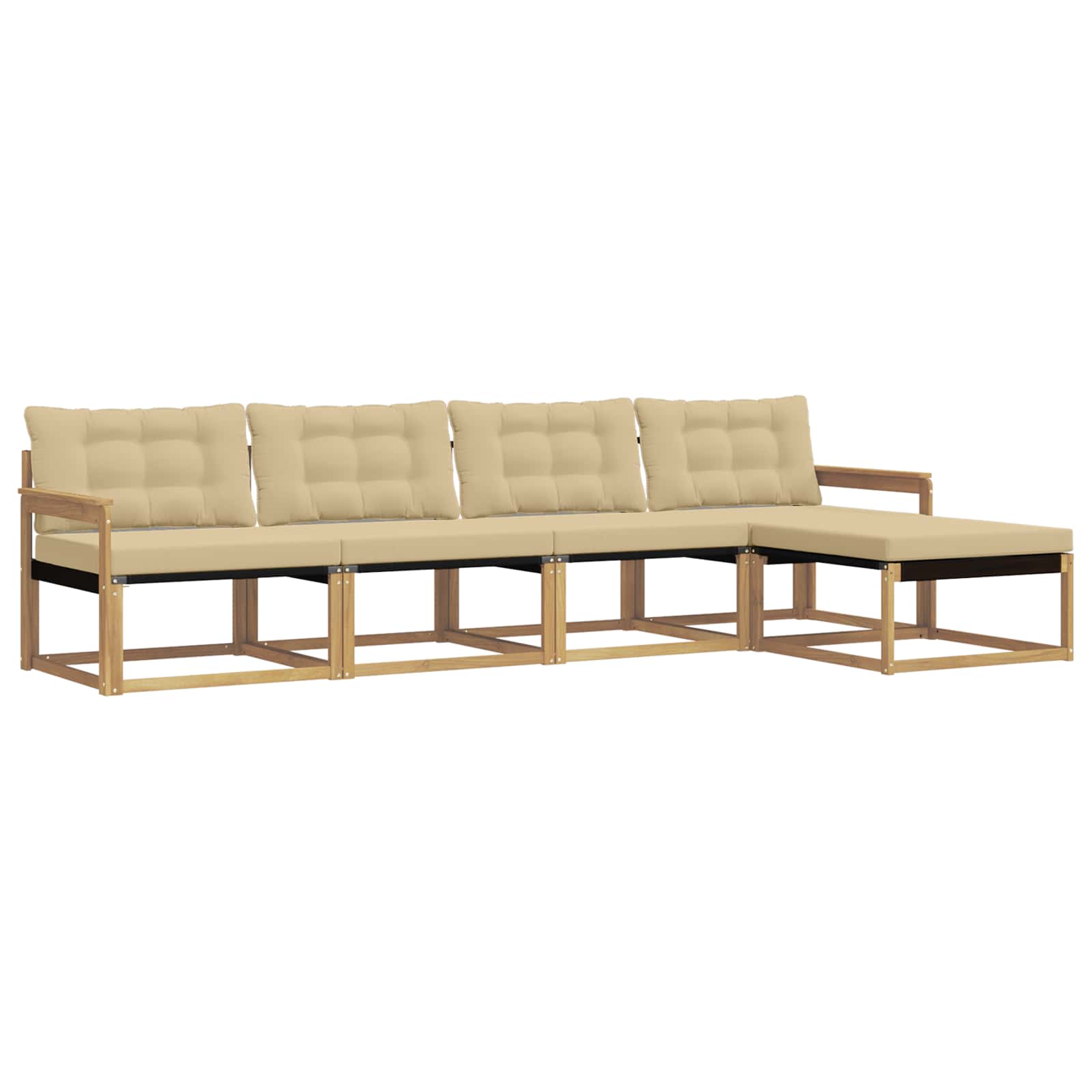 vidaXL Buiten bankenset 5 st 5-zits Wit en Beige, foto 3