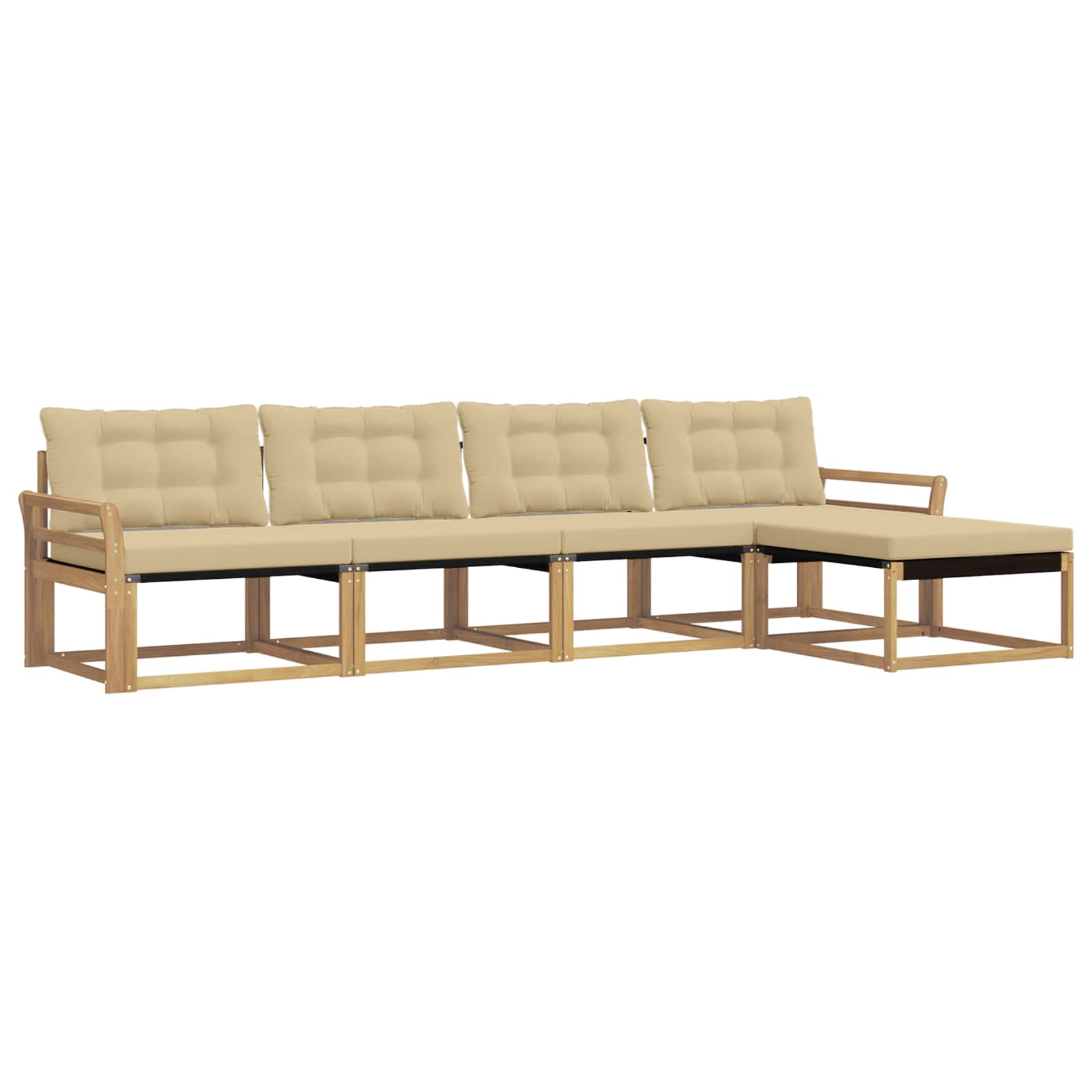 vidaXL Buiten bankenset 5 st 5-zits Wit en Beige, foto 3