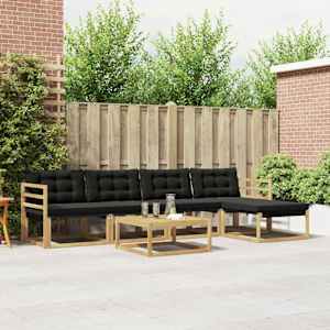 Zunanja garnitura za sedenje 6 pcs Bela in črna 79 x 79 x 37 cm