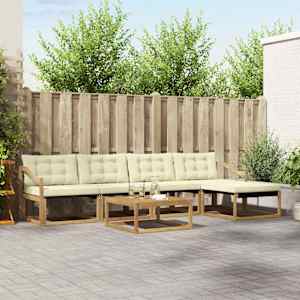 Zunanja garnitura za sedenje 6 pcs Bela in krem 79 x 79 x 37 cm