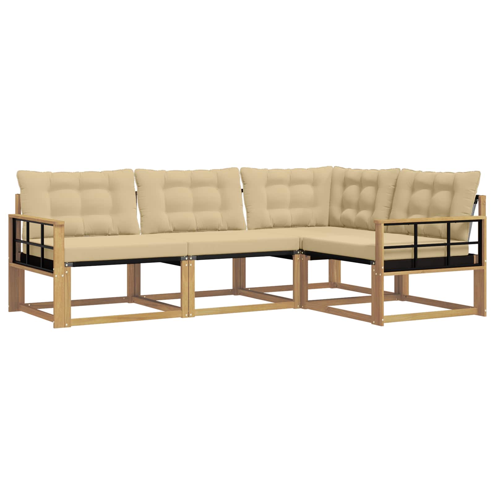 vidaXL Buiten bankenset 4 st Wit en Beige, foto 3