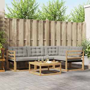 Zunanja garnitura za sedenje 5 pcs Bela in svetlo siva