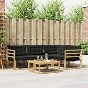 Zunanja garnitura za sedenje 5 pcs Bela in črna 79 x 79 x 37 cm