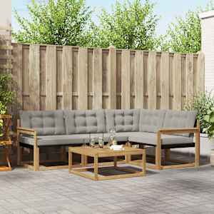 Zunanja garnitura za sedenje 5 pcs Bela in svetlo siva