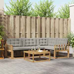 Zunanja garnitura za sedenje 5 pcs Bela in svetlo siva