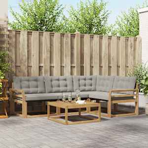 Zunanja garnitura za sedenje 5 pcs Bela in svetlo siva