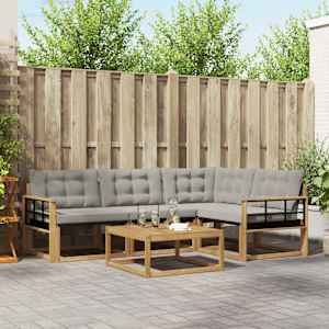 Zunanja garnitura za sedenje 5 pcs Bela in svetlo siva