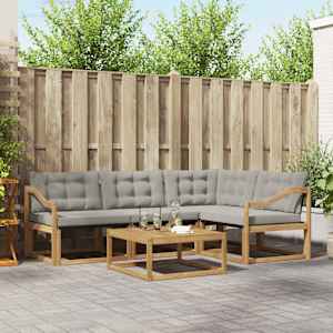 Zunanja garnitura za sedenje 5 pcs Bela in svetlo siva