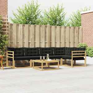 Zunanja garnitura za sedenje 6 pcs Bela in črna 79 x 79 x 37 cm