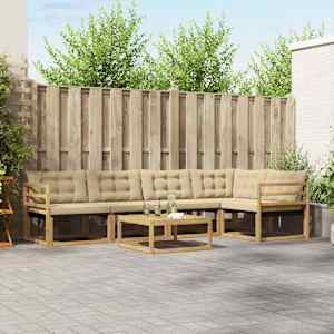 Zunanja garnitura za sedenje 6 pcs Bela in bež 79 x 79 x 37 cm