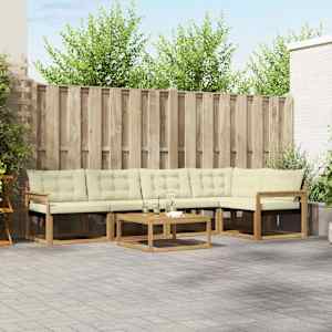 Zunanja garnitura za sedenje 6 pcs Bela in krem 79 x 79 x 37 cm