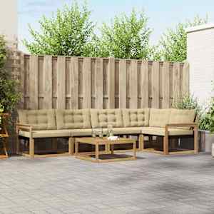 Zunanja garnitura za sedenje 6 pcs Bela in bež 79 x 79 x 37 cm