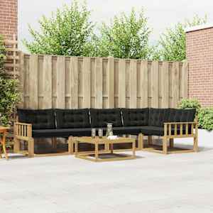 Zunanja garnitura za sedenje 6 pcs Bela in črna 79 x 79 x 37 cm