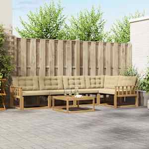 Zunanja garnitura za sedenje 6 pcs Bela in bež 79 x 79 x 37 cm