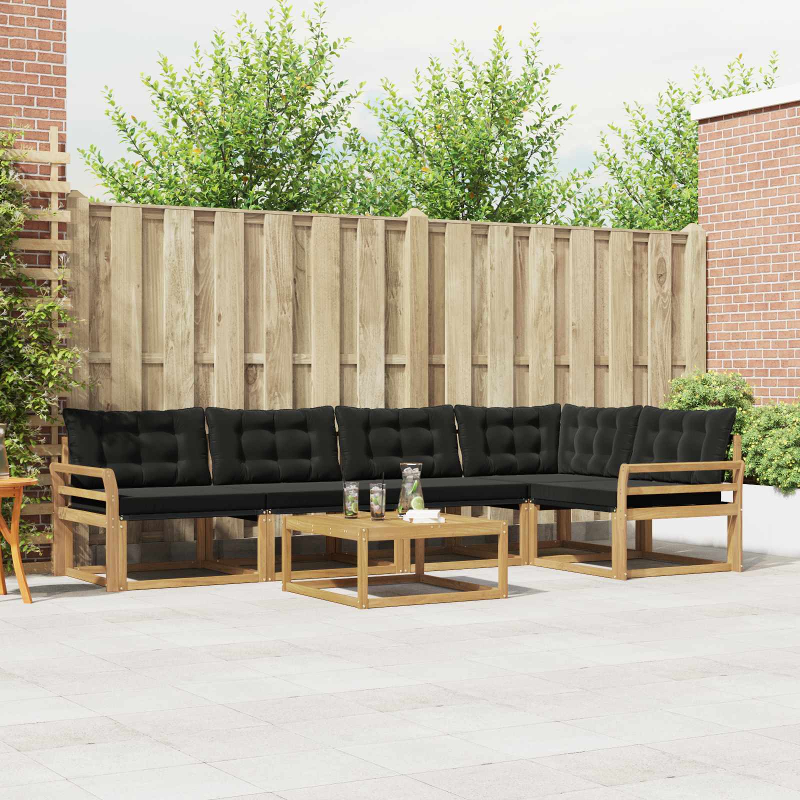 vidaXL Buiten bankenset 6 st Wit en zwart Bruin
