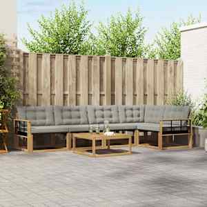 Zunanja garnitura za sedenje 6 pcs Bela in svetlo siva