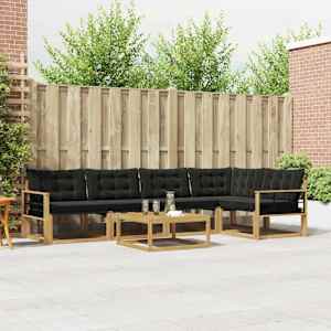 Zunanja garnitura za sedenje 6 pcs Bela in črna 79 x 79 x 37 cm