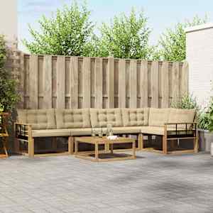 Zunanja garnitura za sedenje 6 pcs Bela in bež 79 x 79 x 37 cm