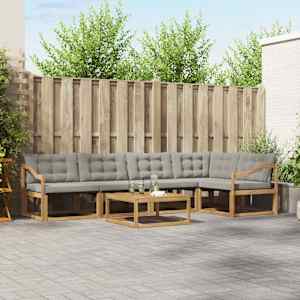 Zunanja garnitura za sedenje 6 pcs Bela in svetlo siva