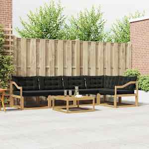 Zunanja garnitura za sedenje 6 pcs Bela in črna 79 x 79 x 37 cm