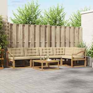 Zunanja garnitura za sedenje 6 pcs Bela in bež 79 x 79 x 37 cm