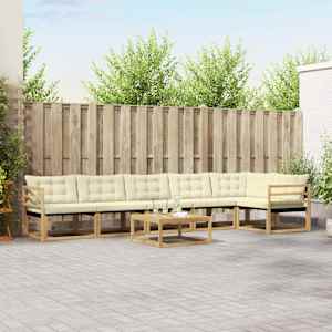 Zunanja garnitura za sedenje 7 pcs Bela in krem 79 x 79 x 37 cm