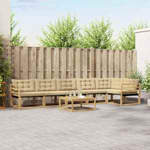 Zunanja garnitura za sedenje 7 pcs Bela in bež 79 x 79 x 37 cm