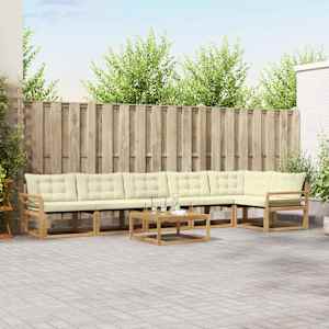 Zunanja garnitura za sedenje 7 pcs Bela in krem 79 x 79 x 37 cm