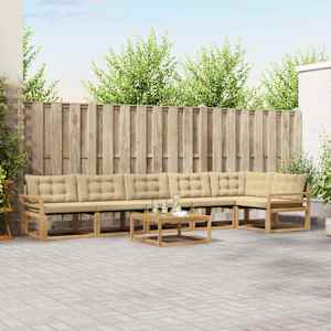 Zunanja garnitura za sedenje 7 pcs Bela in bež 79 x 79 x 37 cm