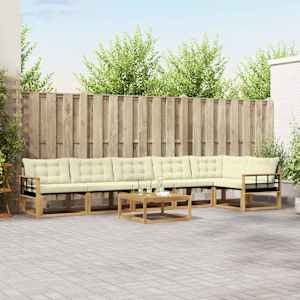 Zunanja garnitura za sedenje 7 pcs Bela in krem 79 x 79 x 37 cm