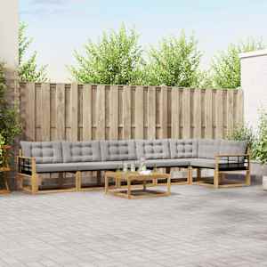 Zunanja garnitura za sedenje 7 pcs Bela in svetlo siva