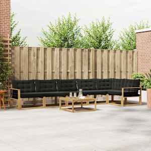 Zunanja garnitura za sedenje 7 pcs Bela in črna 79 x 79 x 37 cm