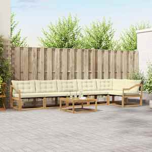 Zunanja garnitura za sedenje 7 pcs Bela in krem 79 x 79 x 37 cm