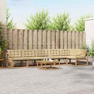 Zunanja garnitura za sedenje 7 pcs Bela in bež 79 x 79 x 37 cm